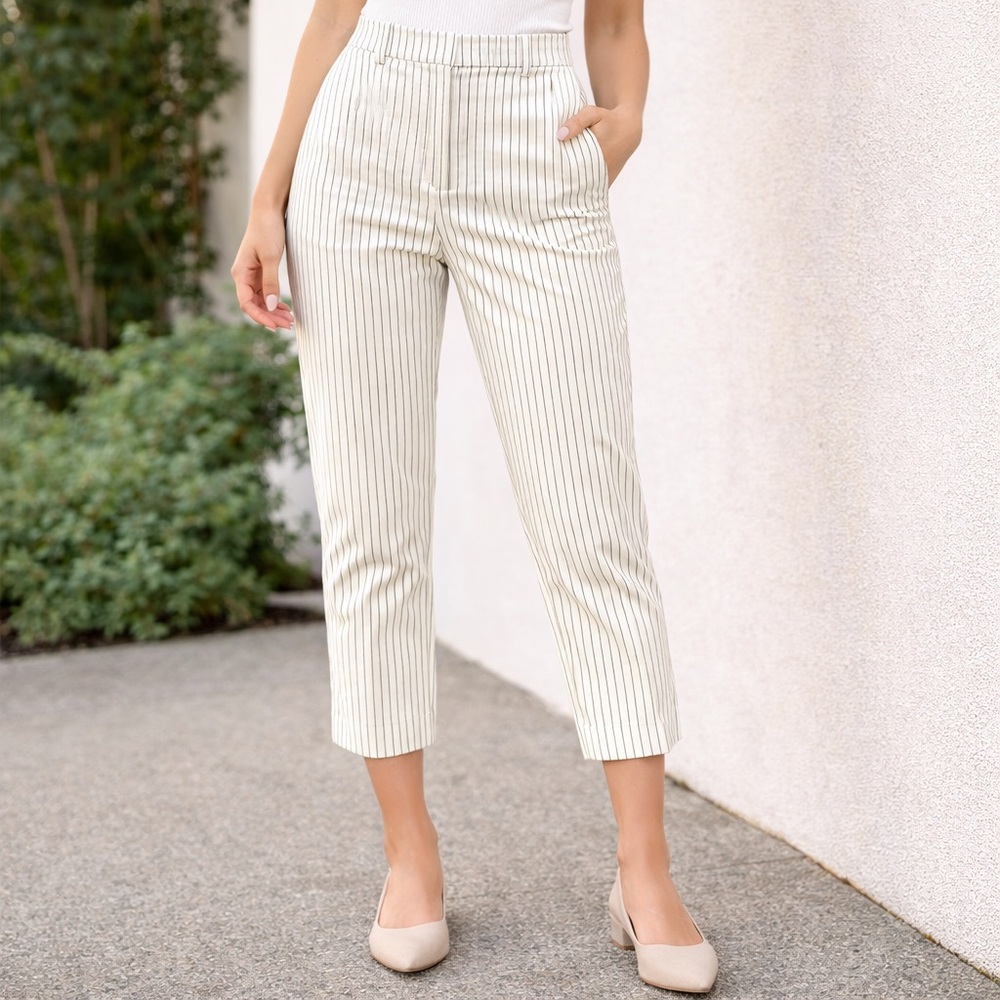 Jules & Leopold Cream Striped Cropped Pants